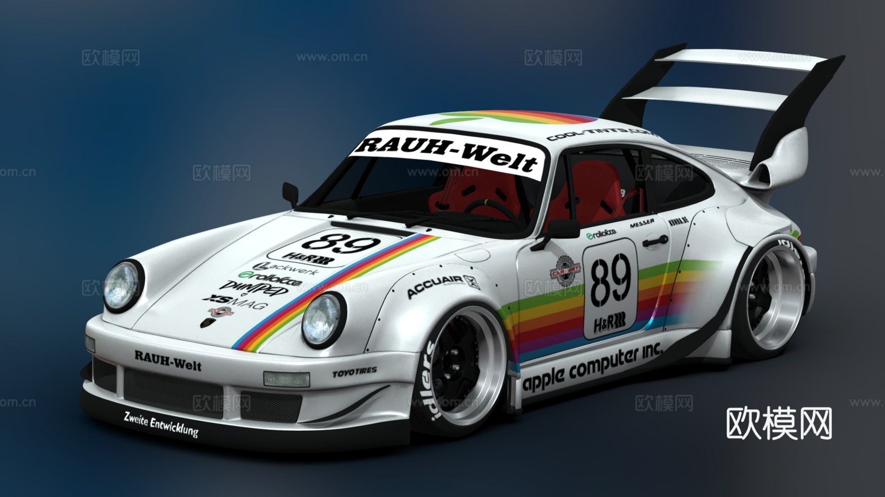 现代跑车 保时捷911 豪车 轿跑su模型