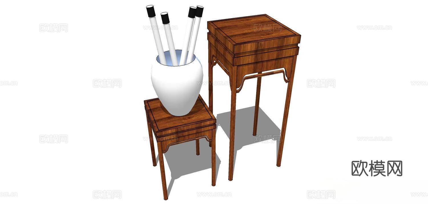 角几 边几 花几 实木花几su模型