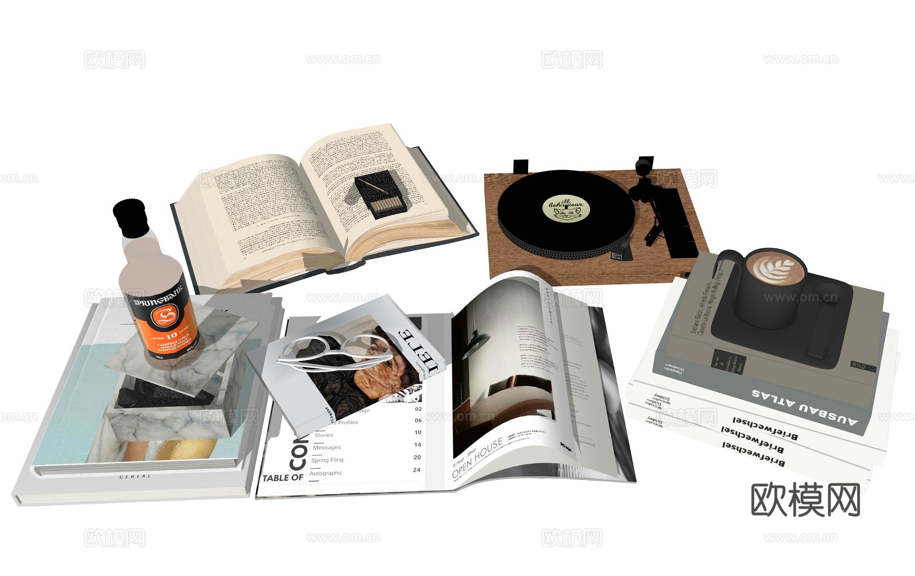 现代书籍摆件su模型