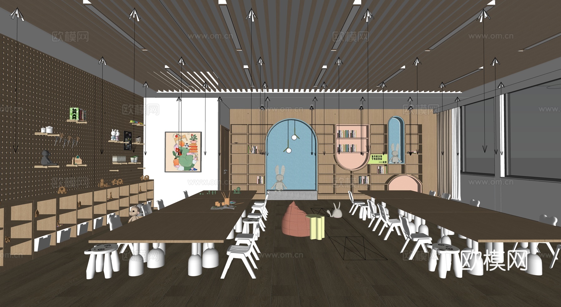 现代幼儿园内部_儿童日间照料中心_幼儿园教室_教室_幼儿园活su模型