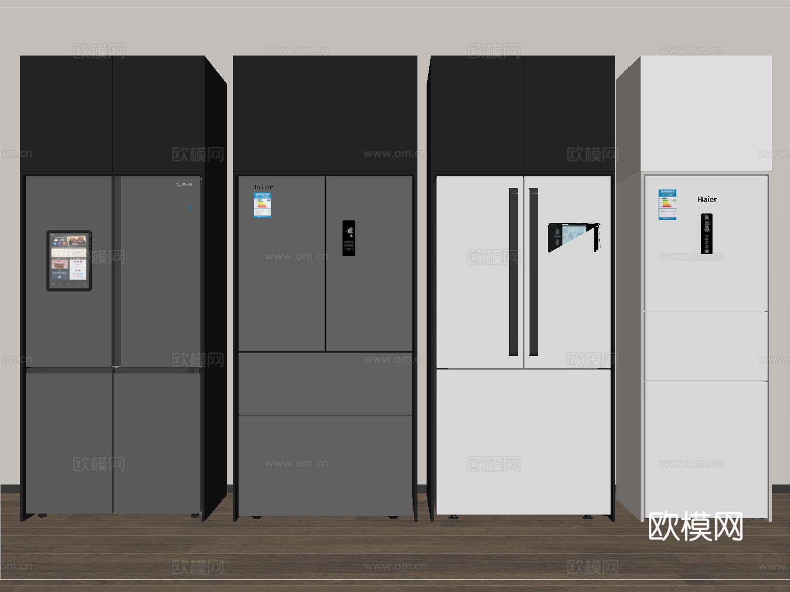 现代冰箱 嵌入式冰箱 四门冰箱 三门冰箱su模型
