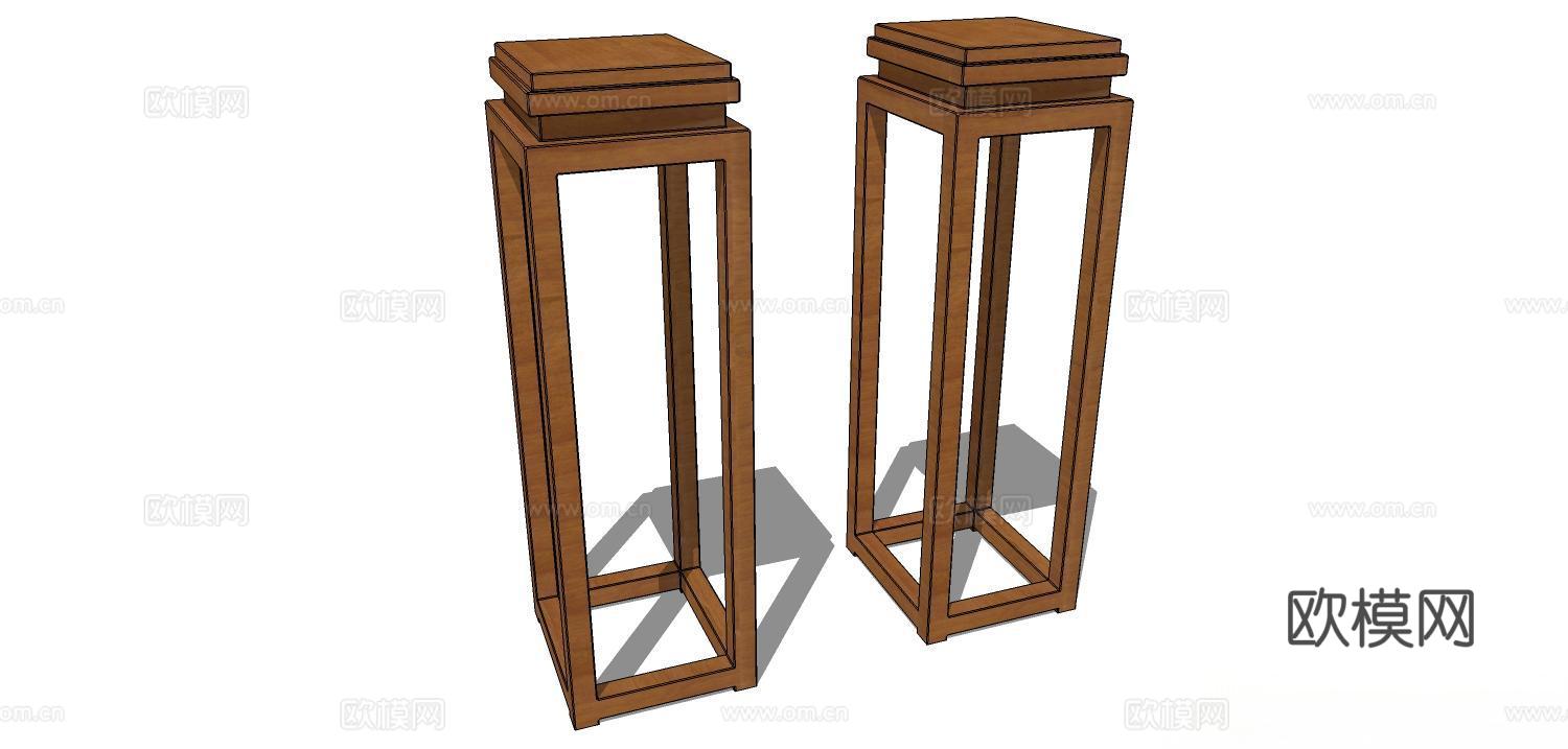 角几 边几 花几 实木花几su模型