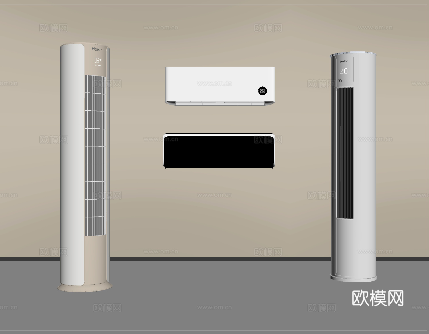 现代空调 立式空调 壁挂式空调su模型