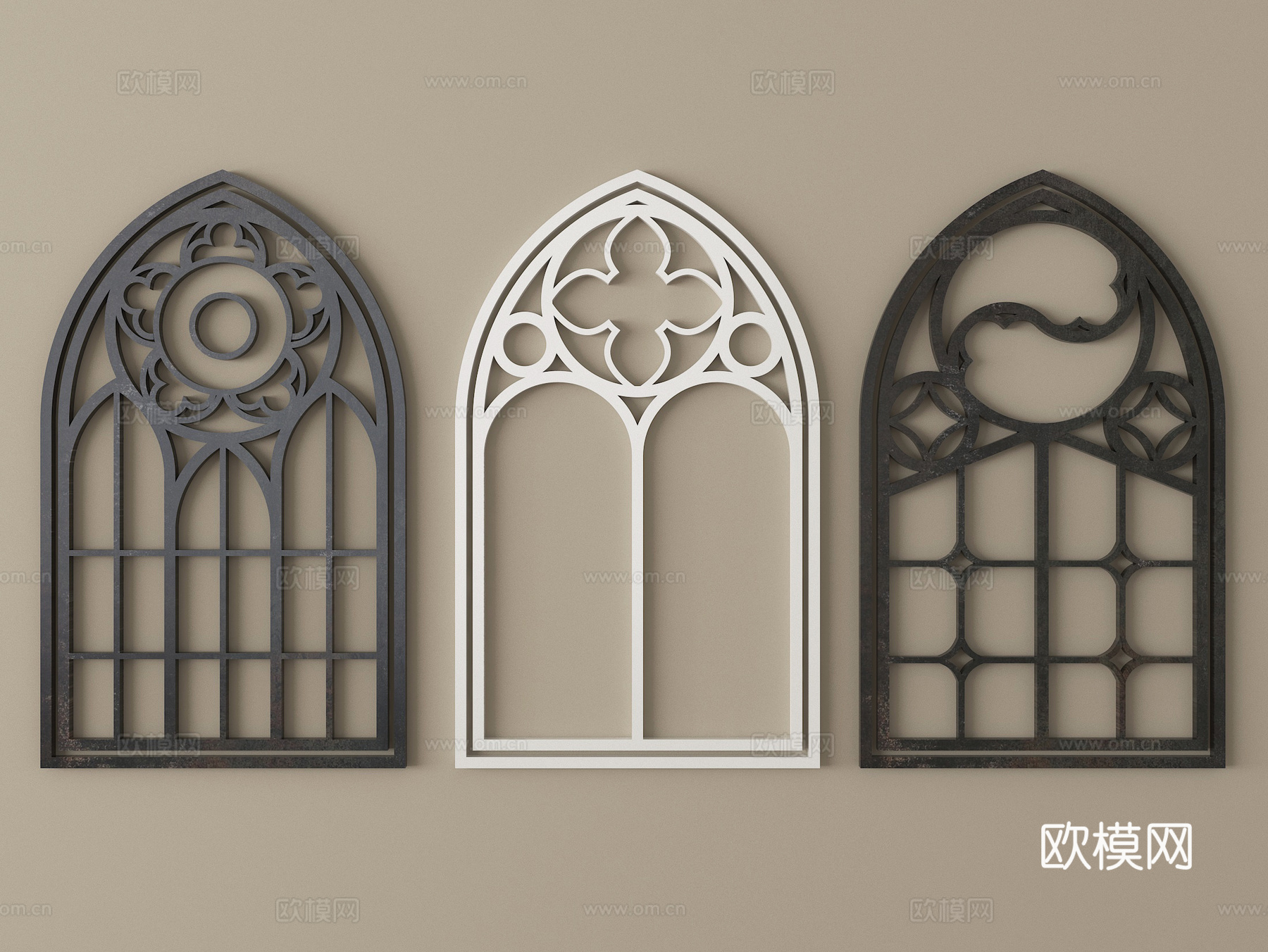欧式镂花窗 雕花窗户su模型