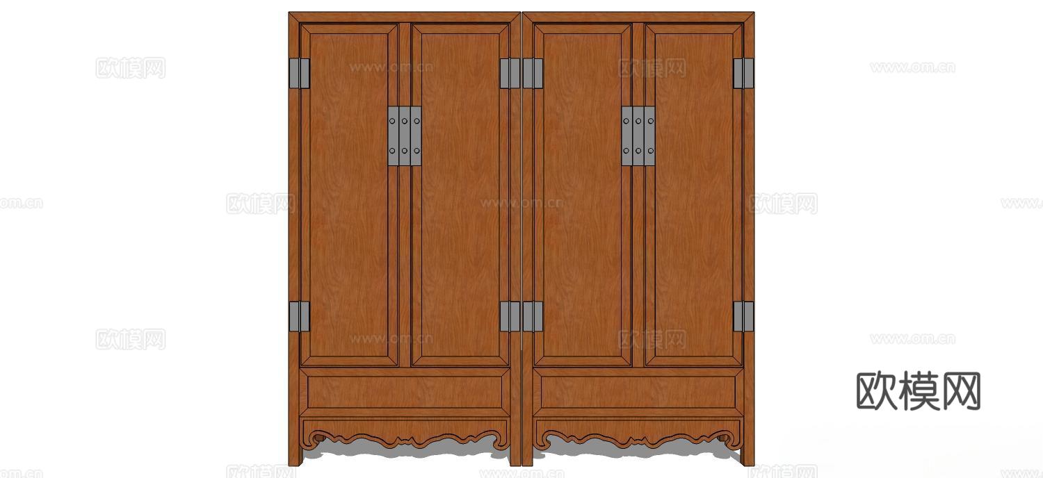 衣柜 实木衣柜 家用衣柜 储物柜su模型