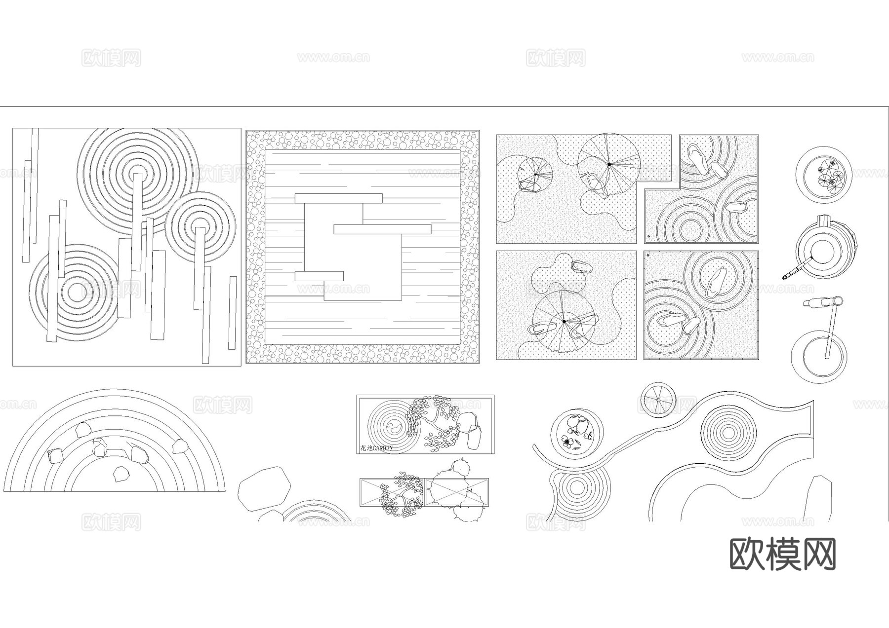 日式枯山水景观小品图库cad施工图