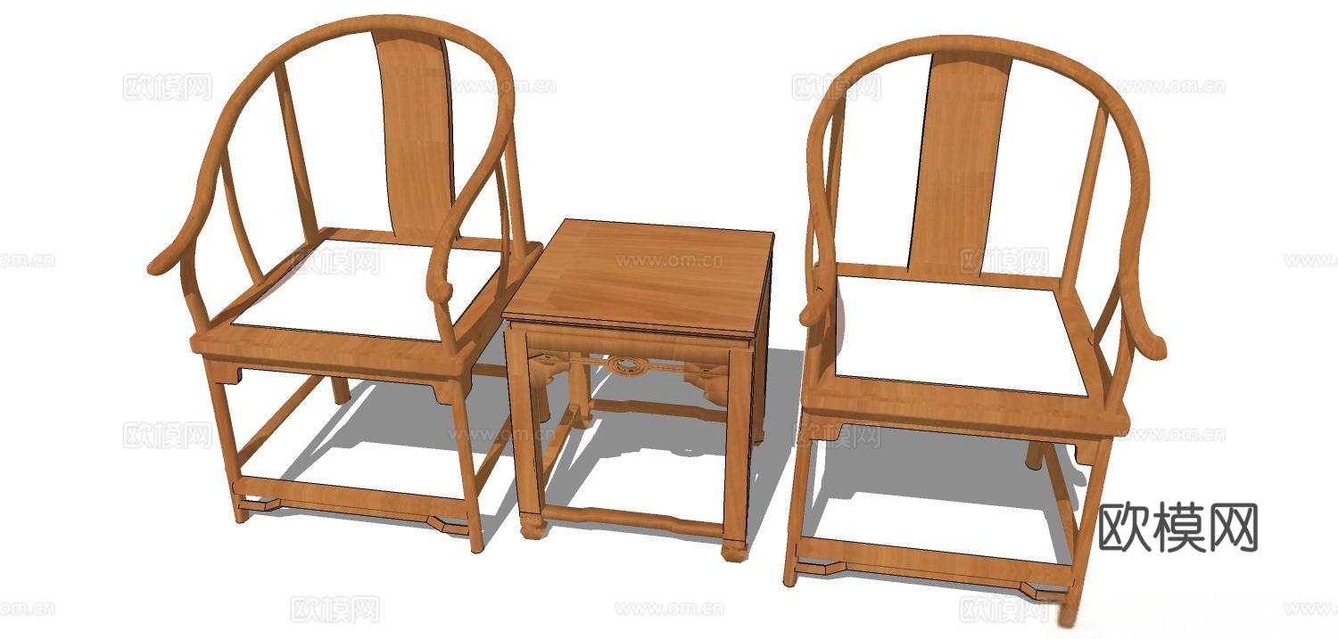 实木桌椅 实木椅子 实木桌子 椅子 桌子 茶几su模型