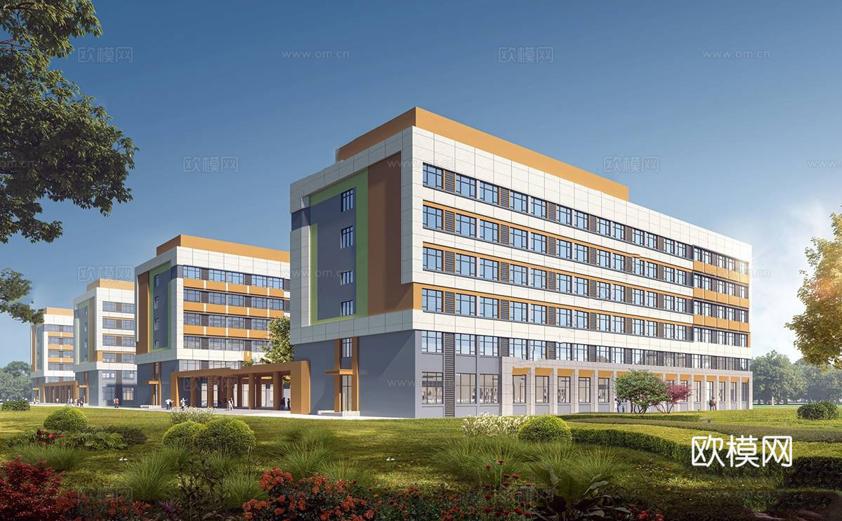 现代简约学校建筑 学校宿舍楼su模型