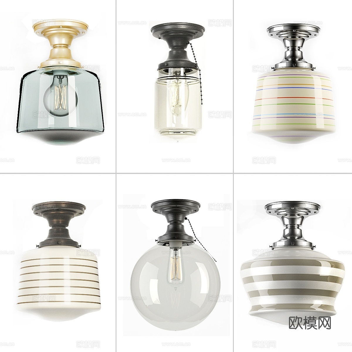 复古厨房灯具系列3d模型下载