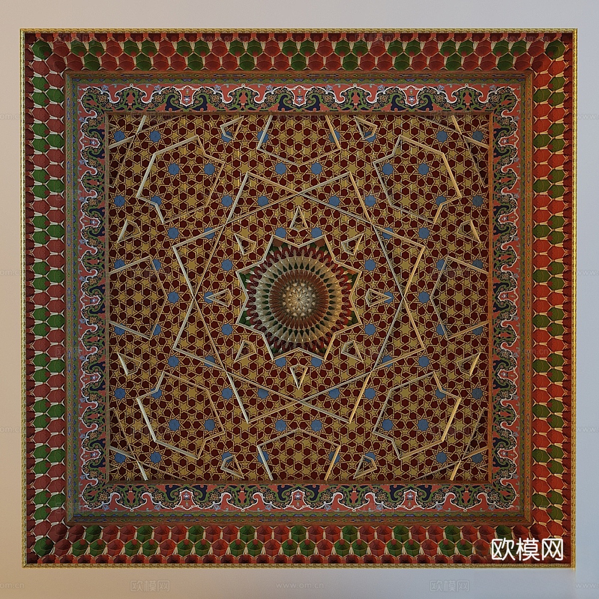 民族风吊顶 东方天花板3d模型下载