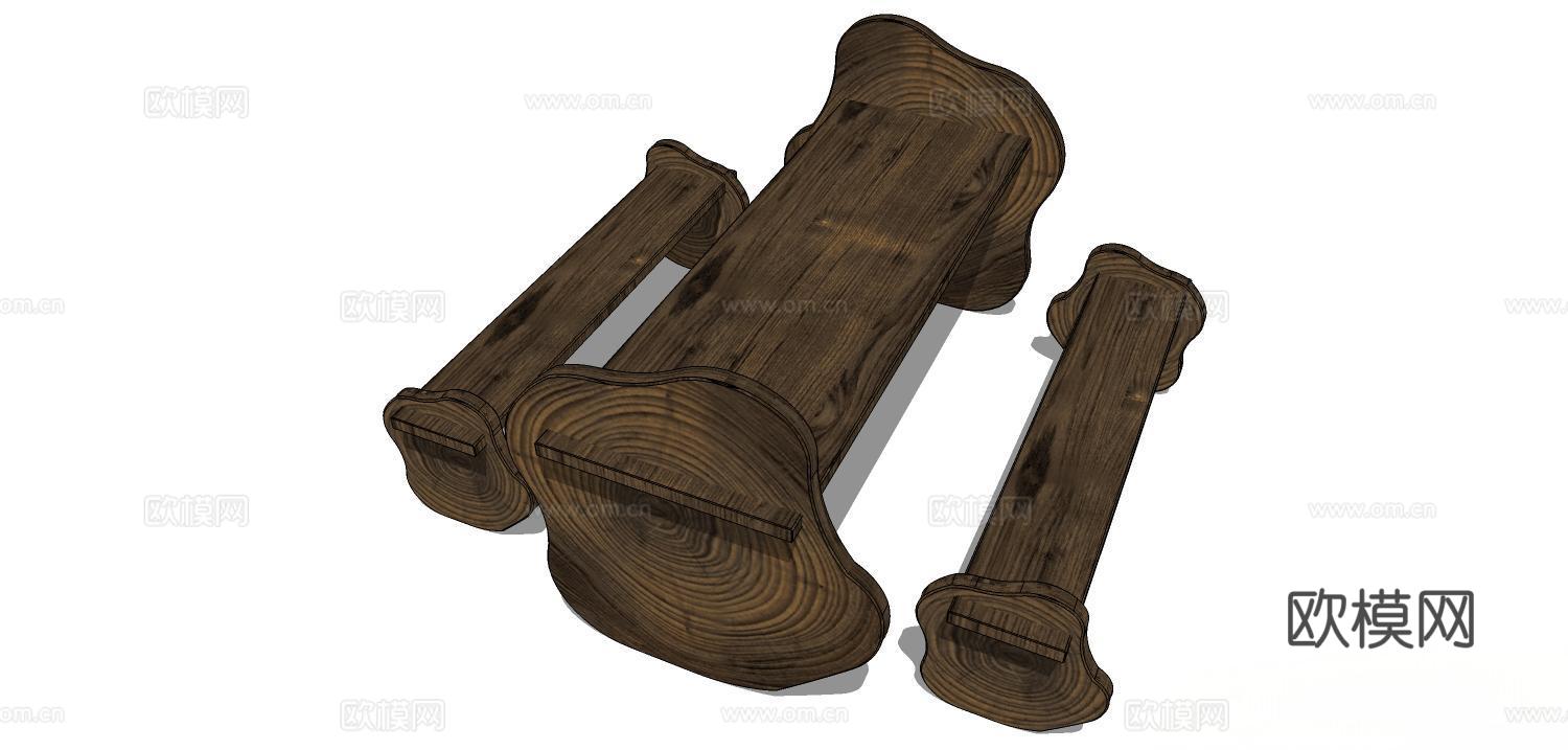 实木桌椅 实木椅子 实木桌子 椅子 桌子 茶几su模型
