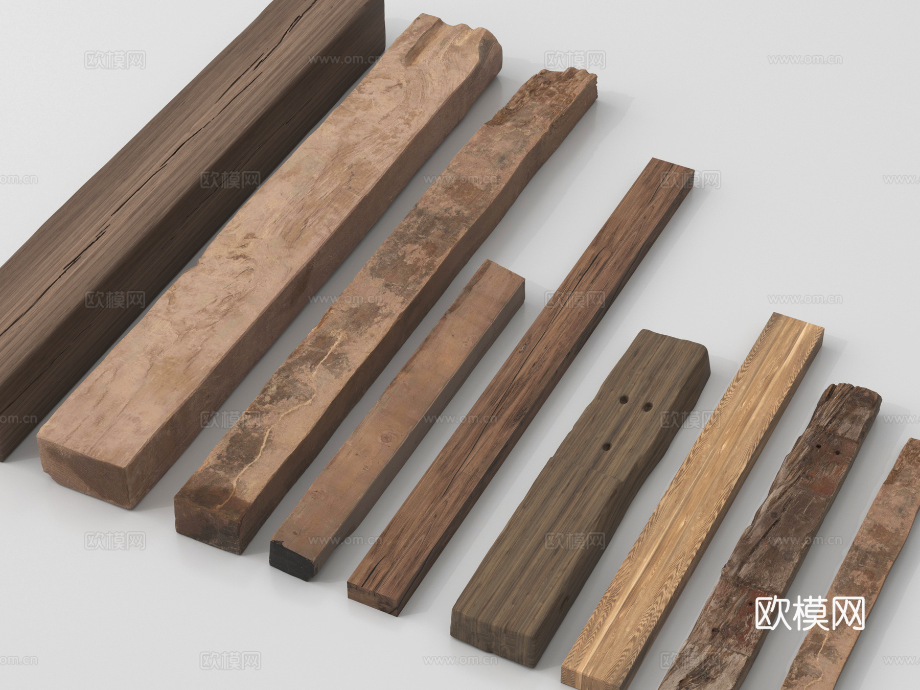 现代木头 木条 老木头 旧木板 老木板su模型