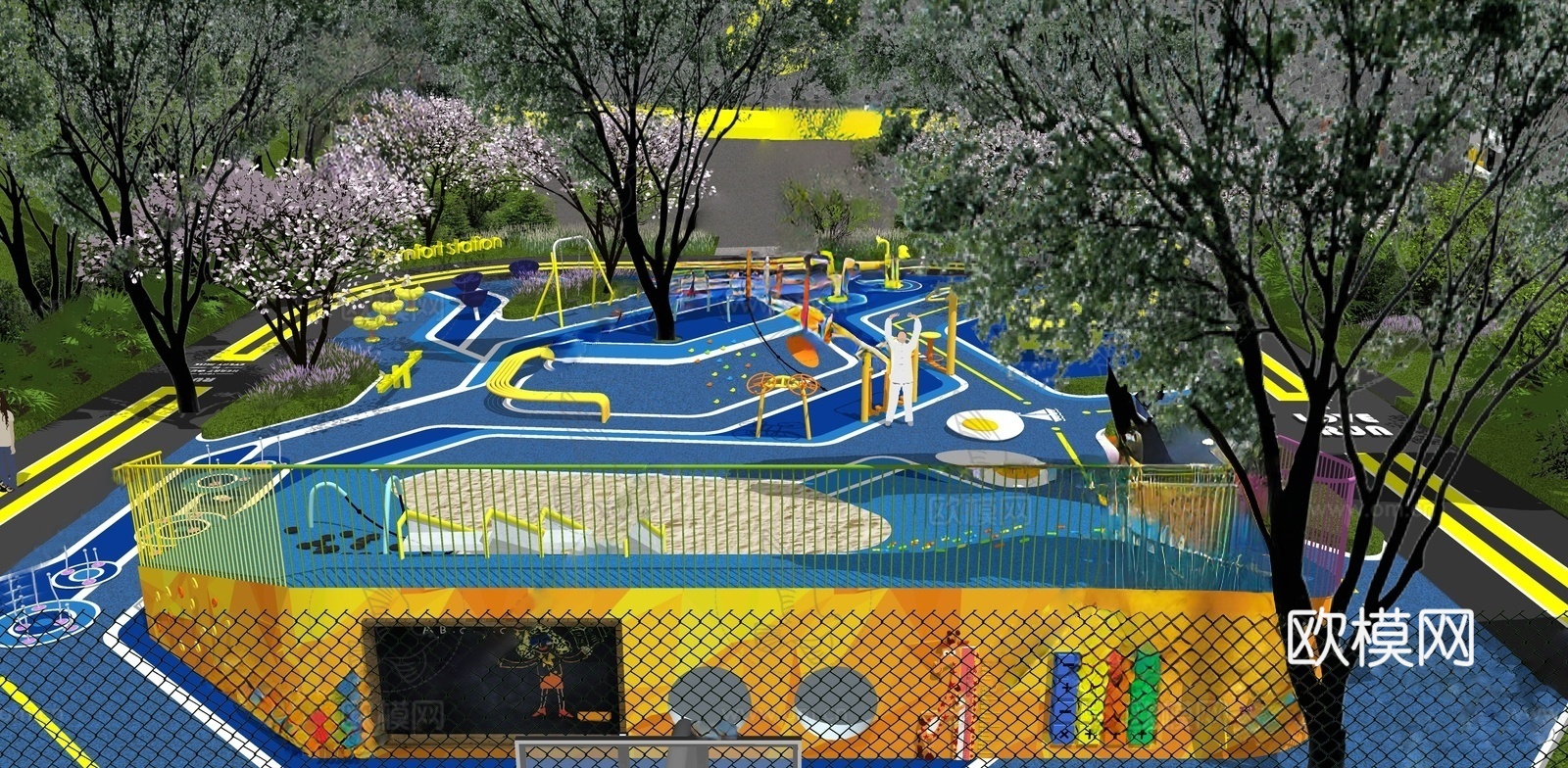 现代公园 体育运动运动公园su模型