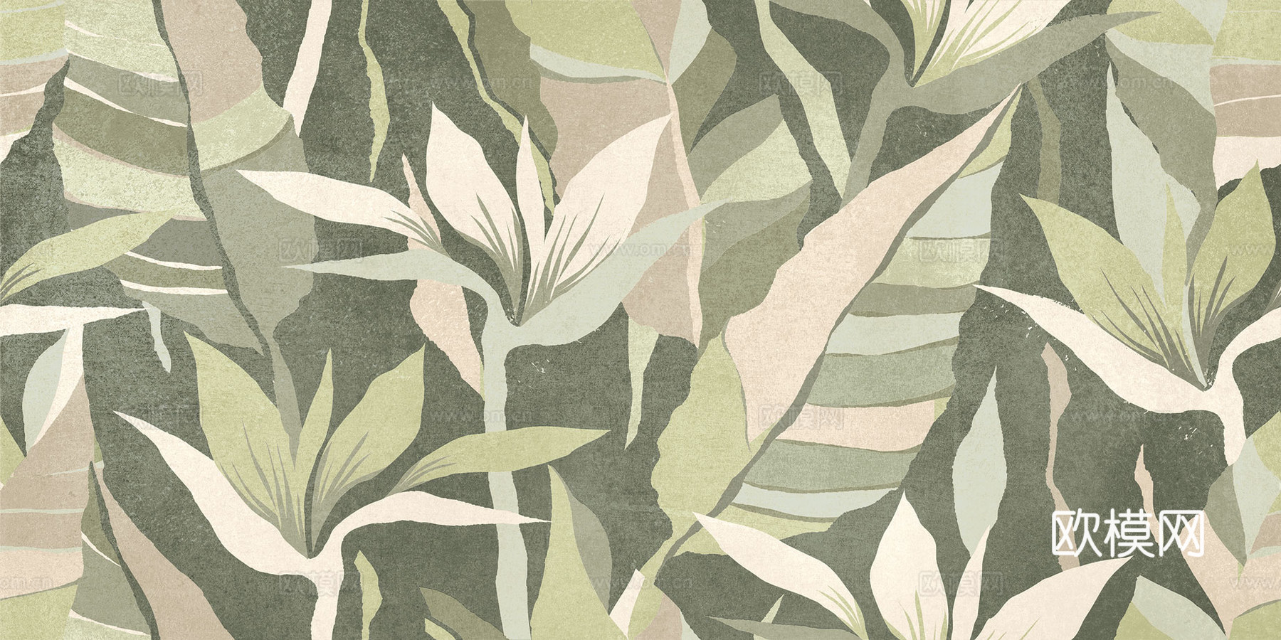 系列叶片艺术瓷砖下载（渲染图1）