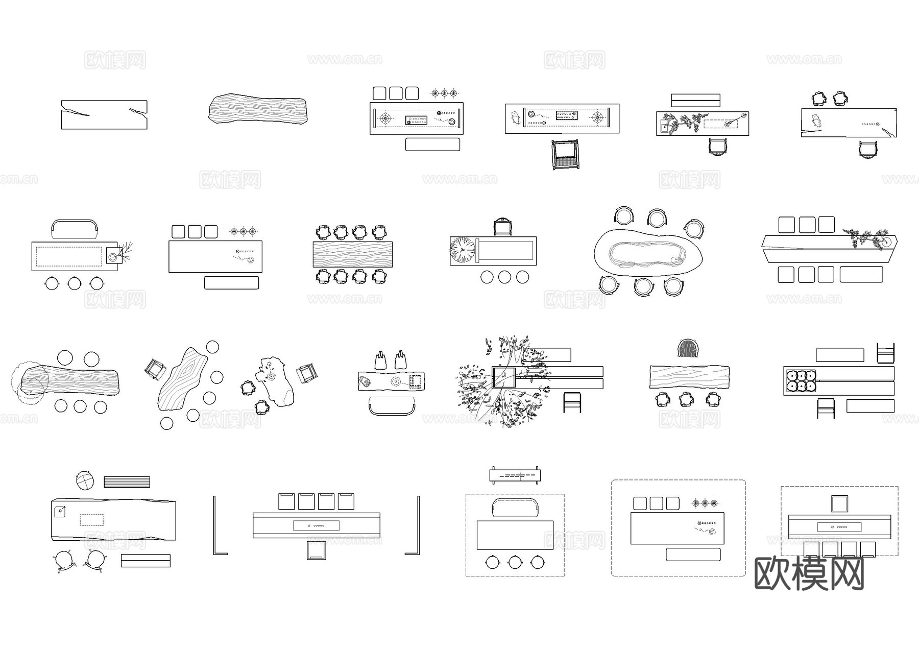 茶室茶桌椅茶台图库cad施工图