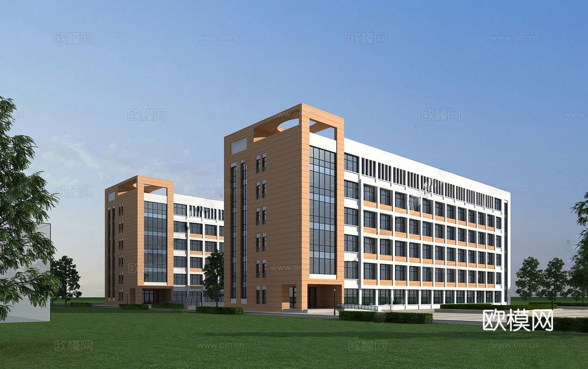 现代学校宿舍楼建筑 校园建筑su模型