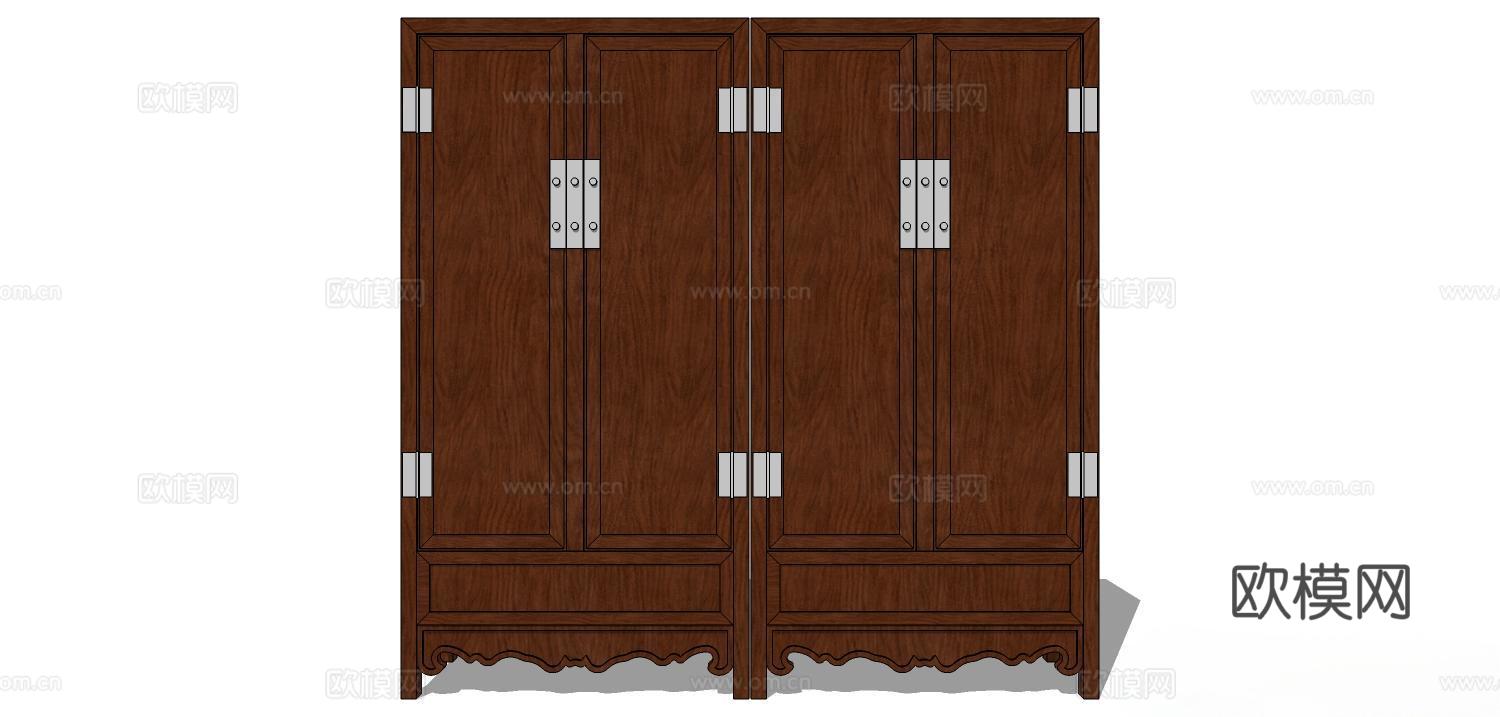 衣柜 实木衣柜 家用衣柜 储物柜su模型