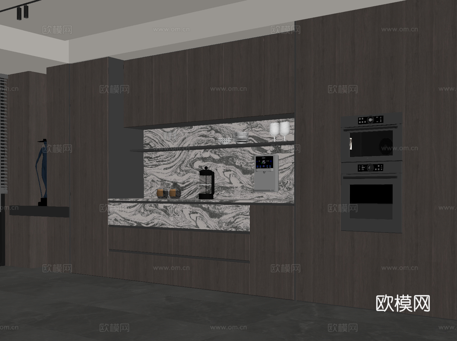 现代意式酒柜 餐边柜su模型