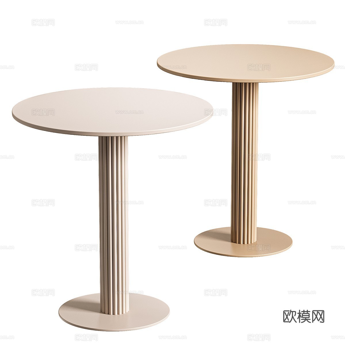 现代奶油风金属圆边几3d模型下载（渲染图2）