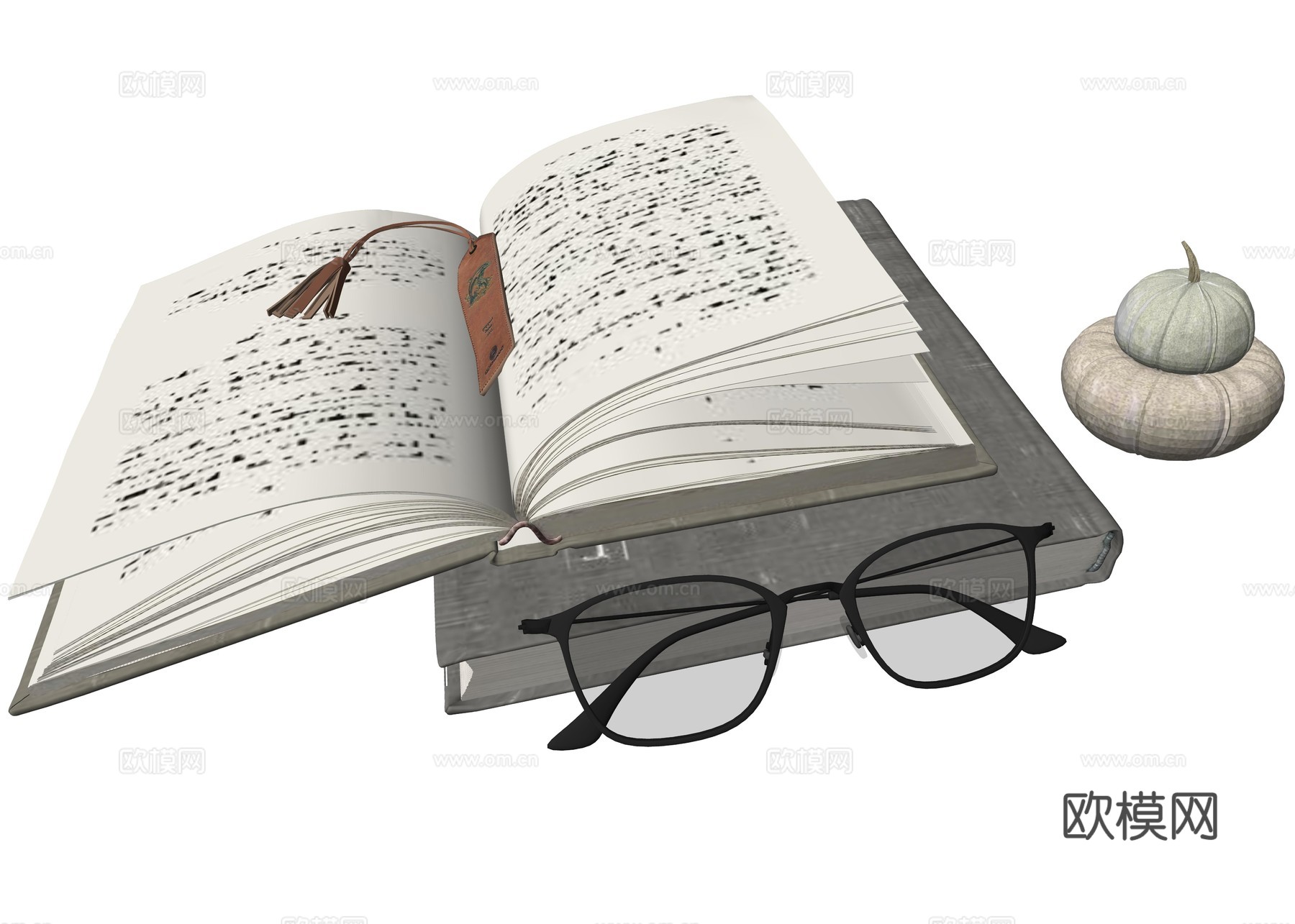 现代书籍装饰摆件su模型