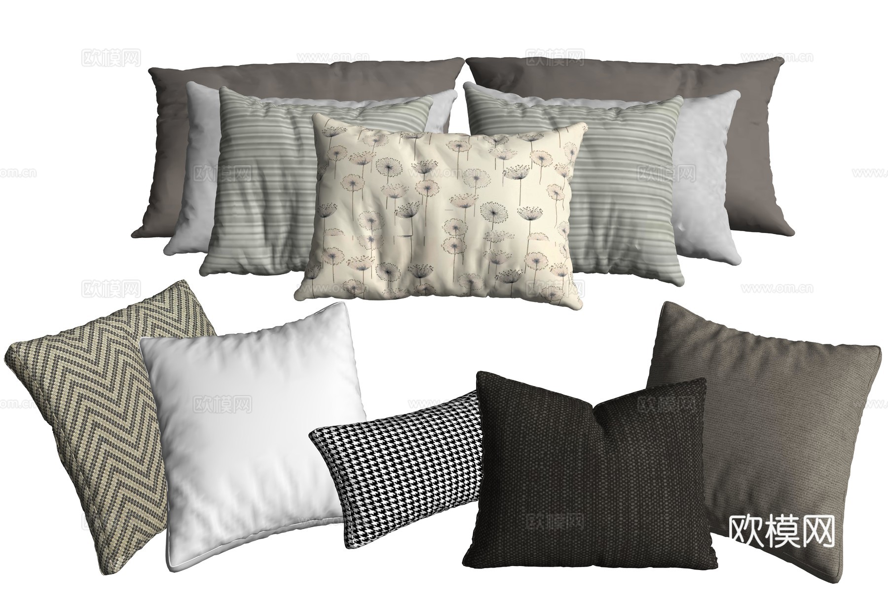 现代抱枕靠枕组合su模型