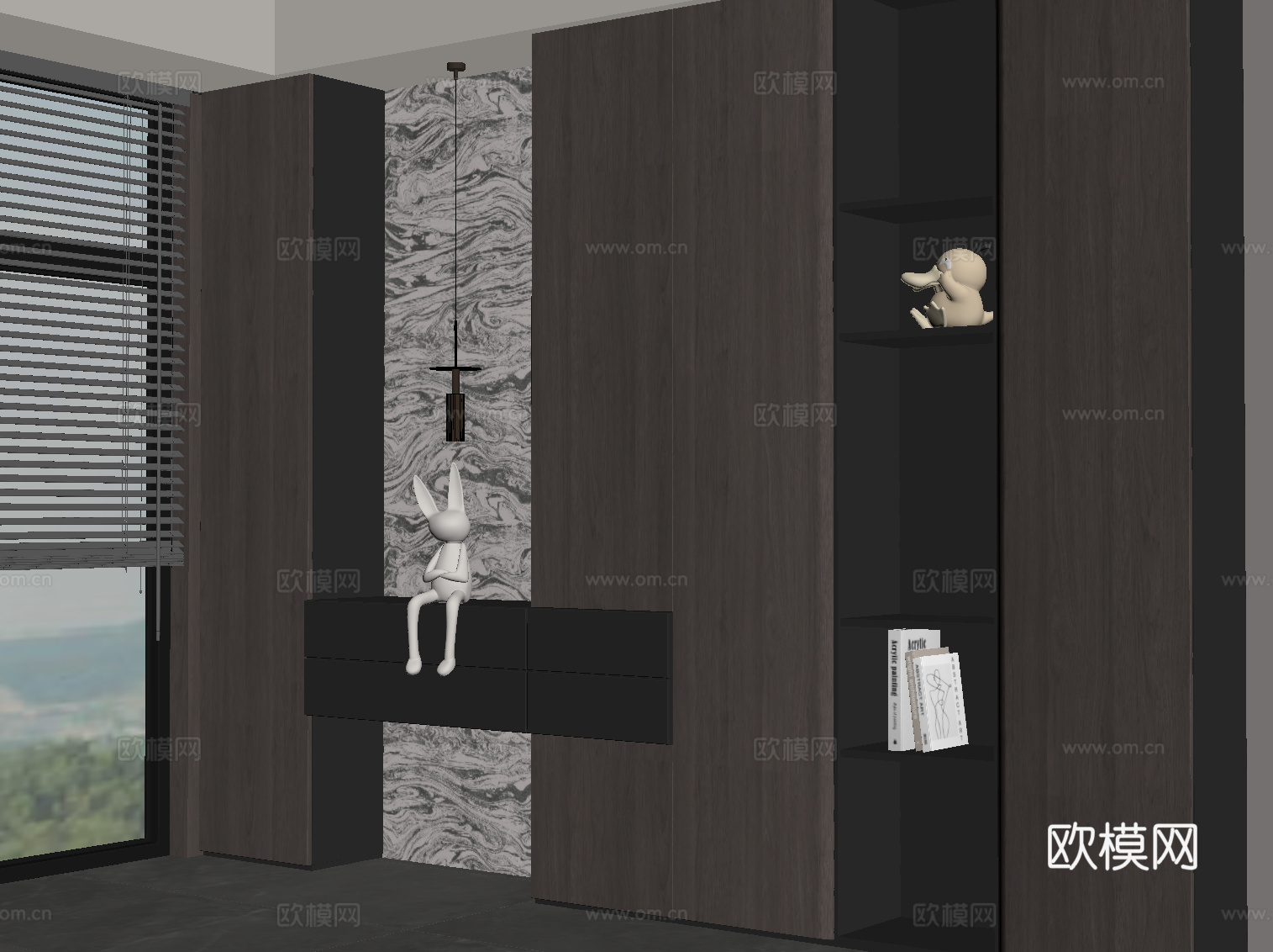 现代意式鞋柜 入户玄关柜su模型