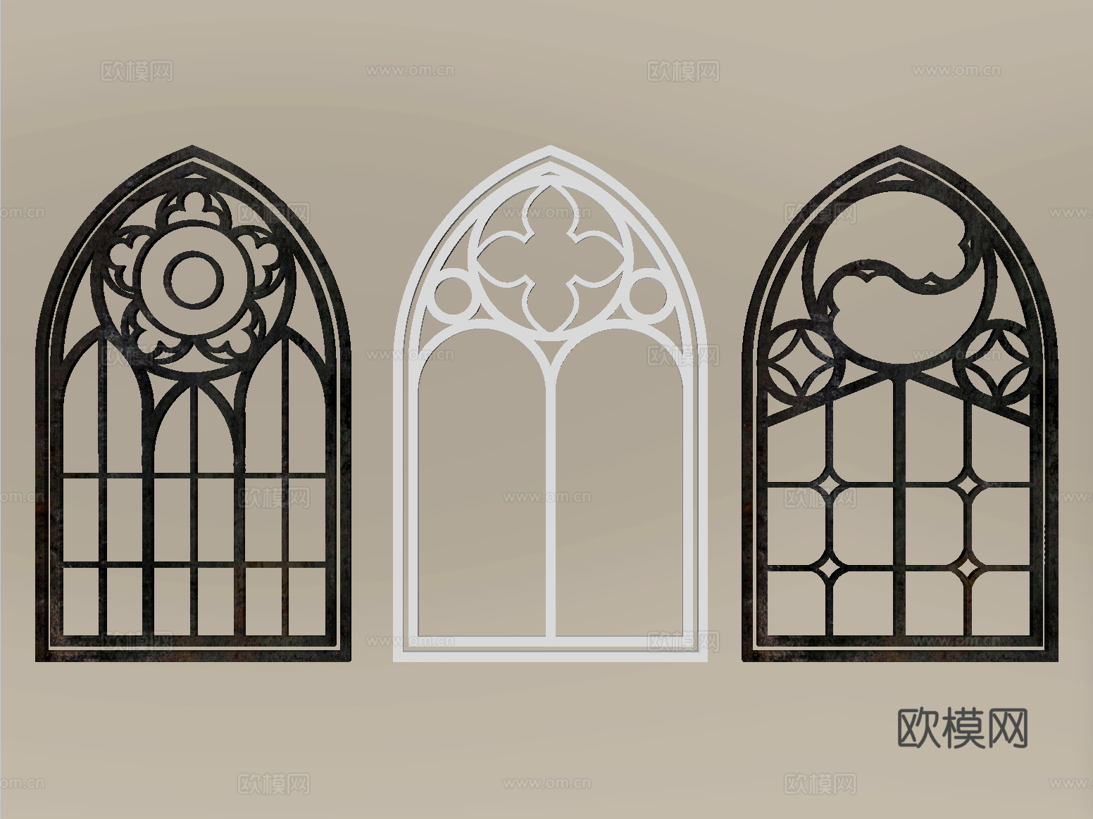 欧式镂花窗 雕花窗户su模型