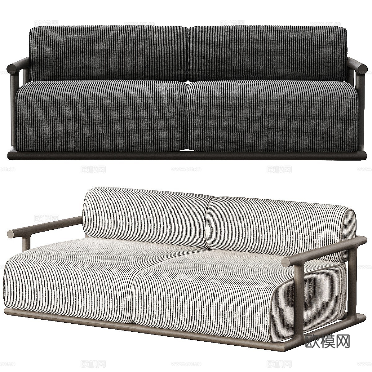 新中式 Roberto Lazzeroni 双人休闲沙发3d模型下载（渲染图1）