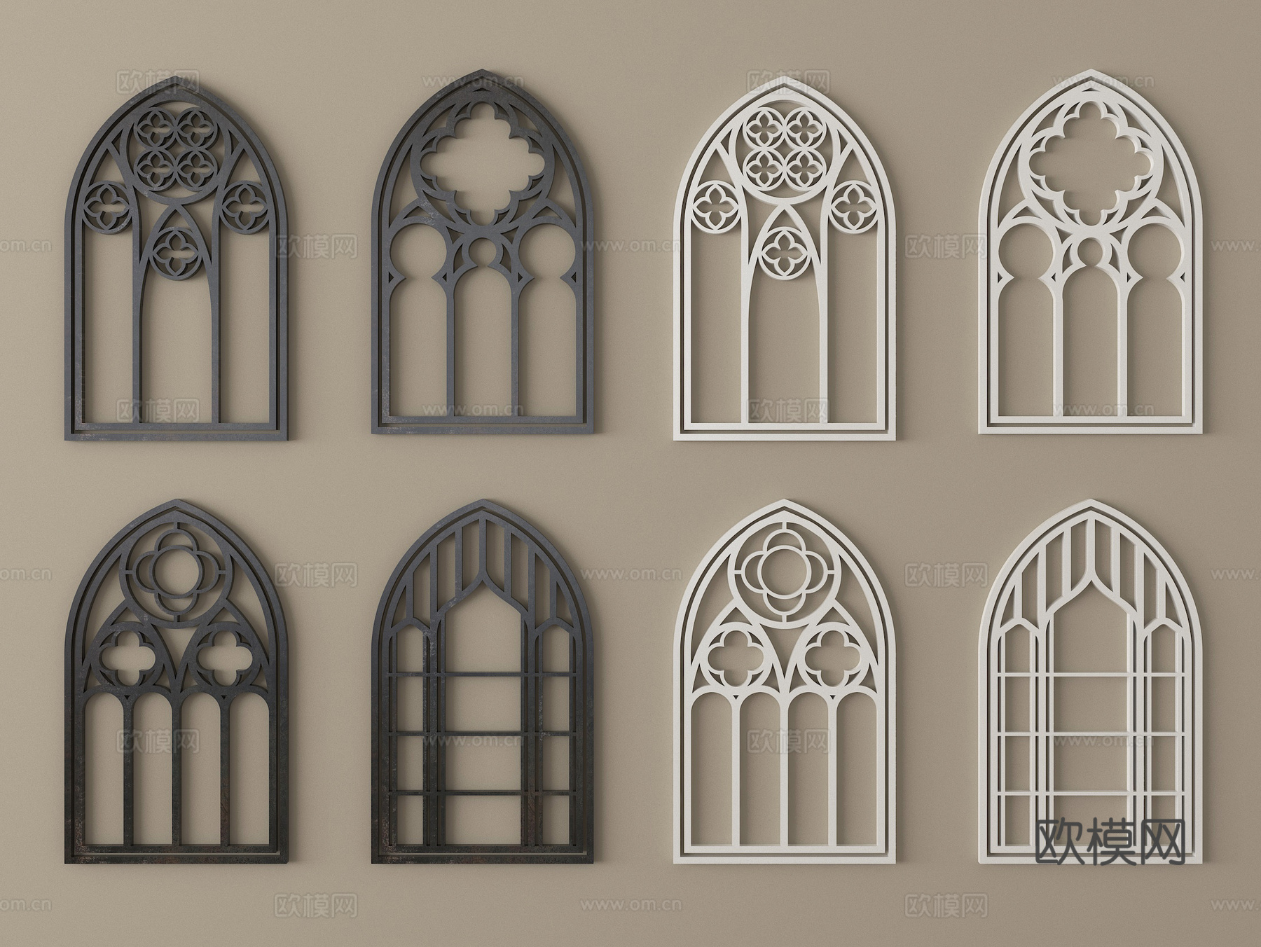 欧式镂花窗 雕花窗户su模型