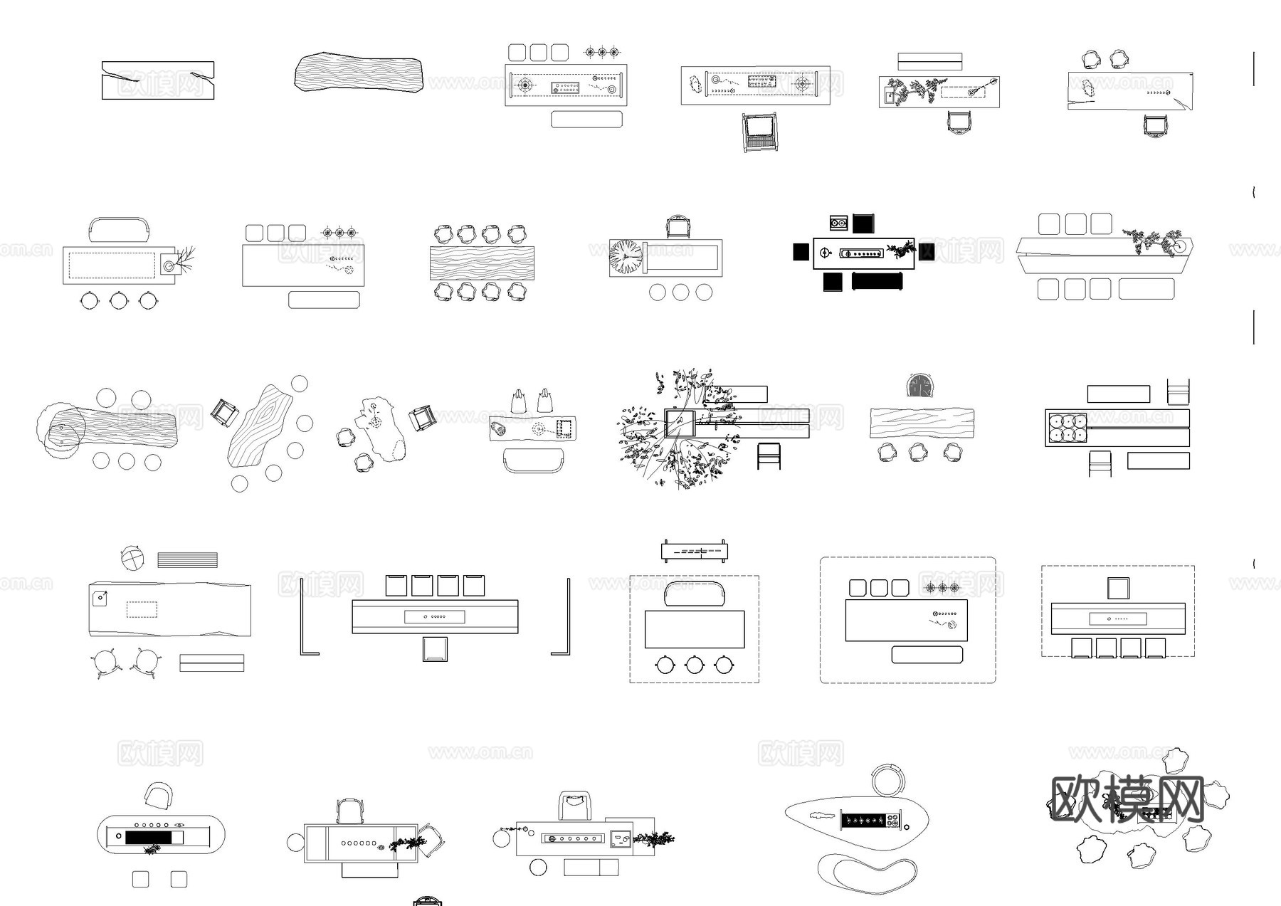 最全茶室茶桌椅茶台图库cad施工图