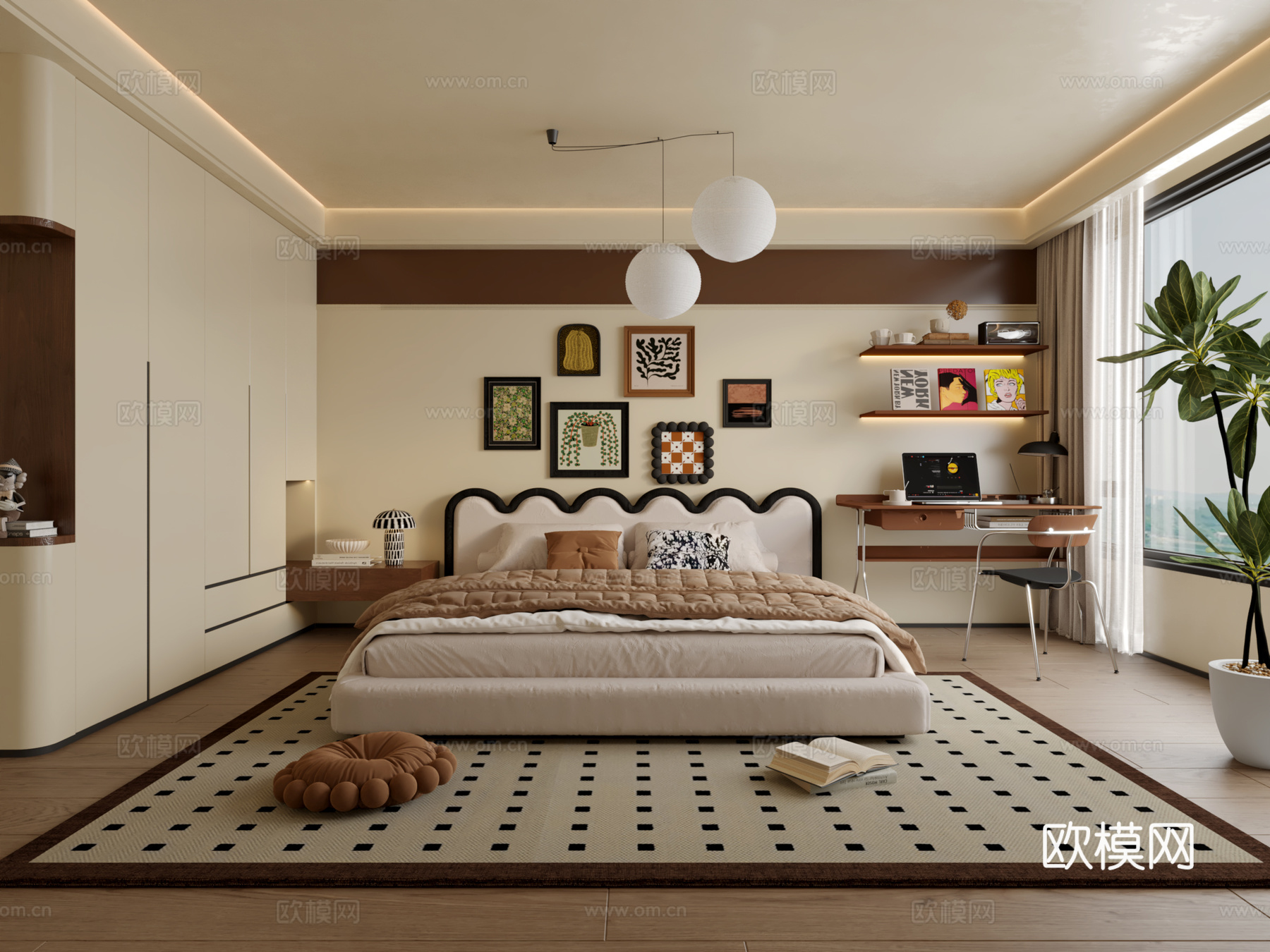 中古风复古卧室3d模型下载（渲染图1）