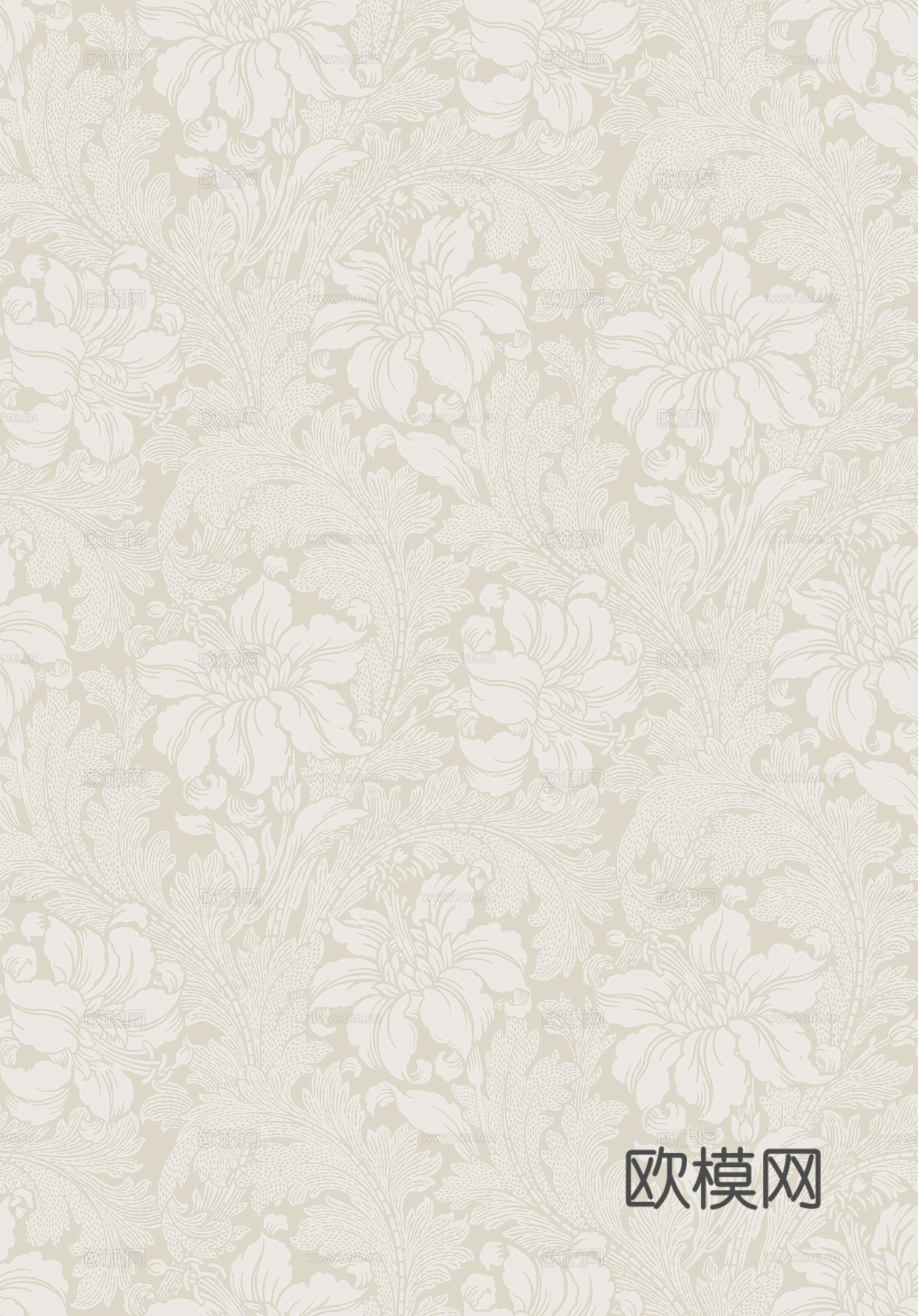 欧式米色植物印花壁纸