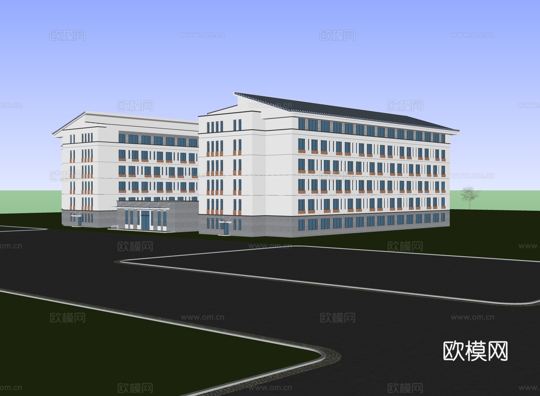 新中式学校宿舍楼 学校建筑su模型