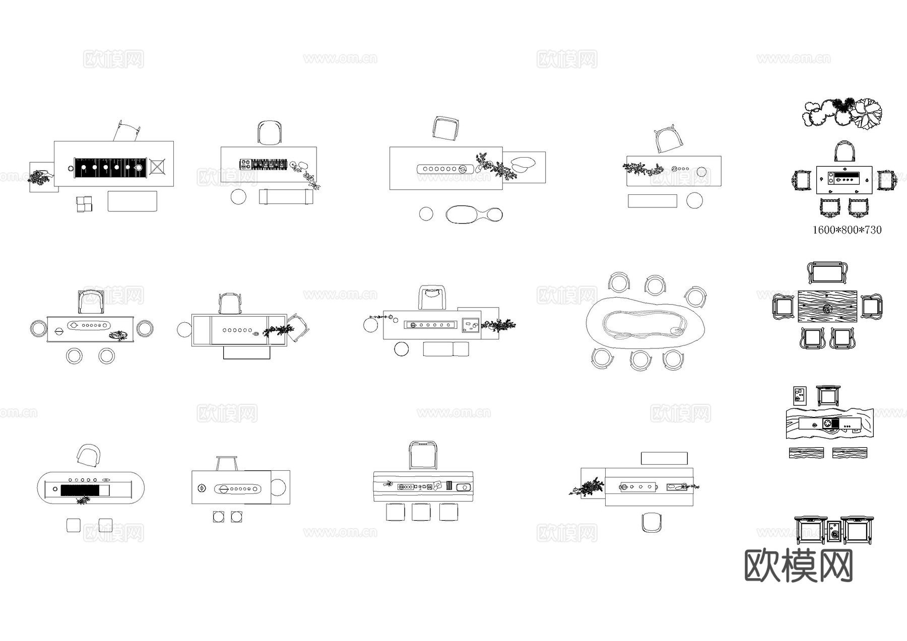 最全茶室茶桌椅茶台图库cad施工图