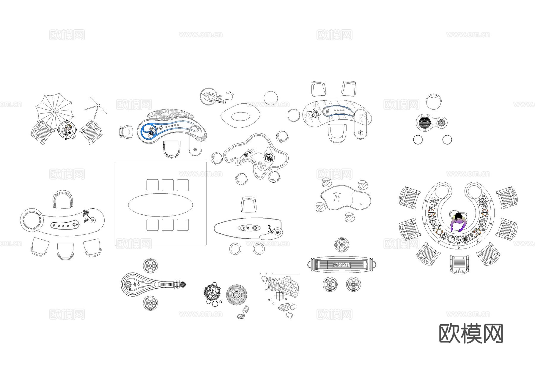 茶桌椅泡茶台图库cad施工图