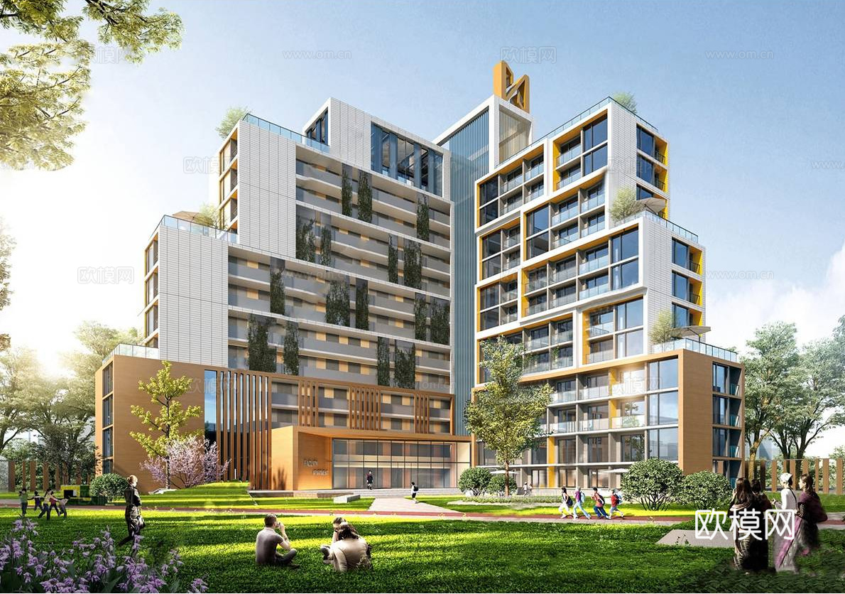 现代学校宿舍 学校建筑su模型