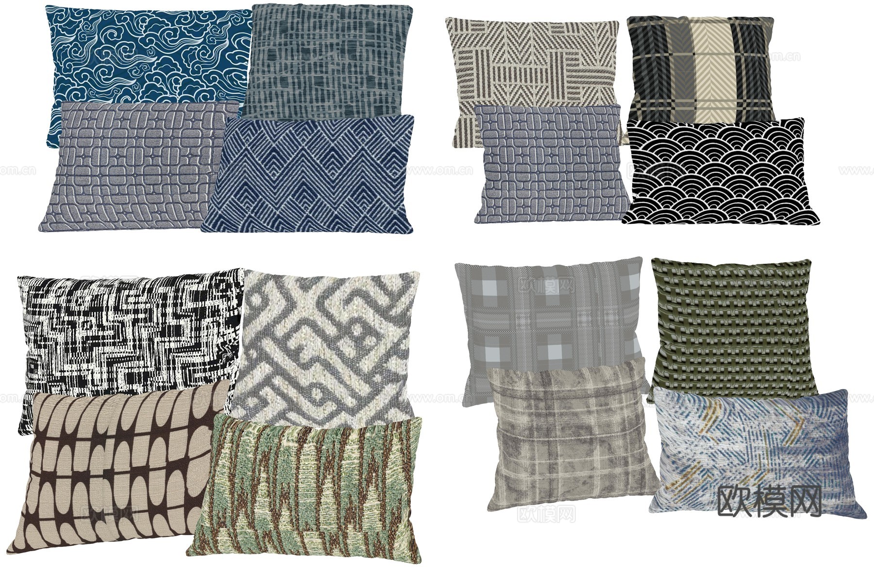 现代抱枕靠枕枕头su模型