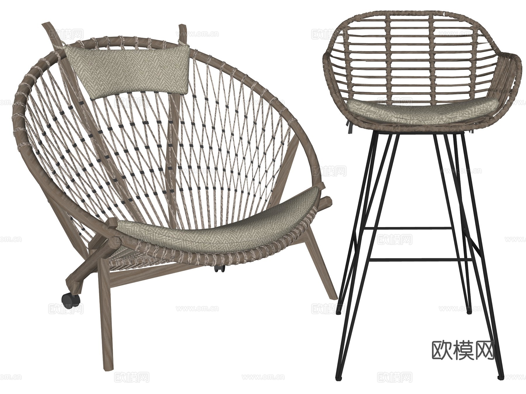 侘寂风单人椅子su模型