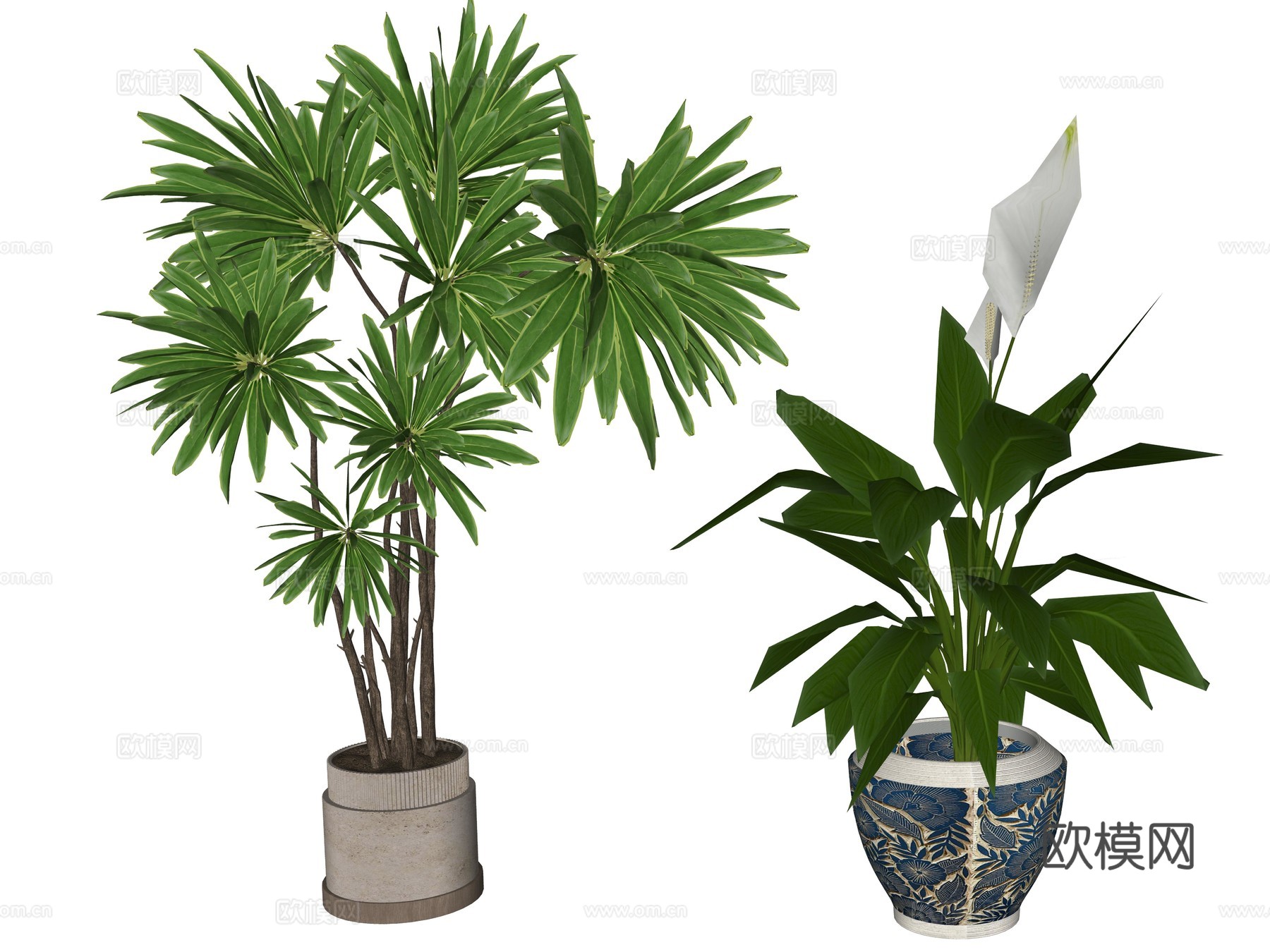 现代室内盆栽植物su模型