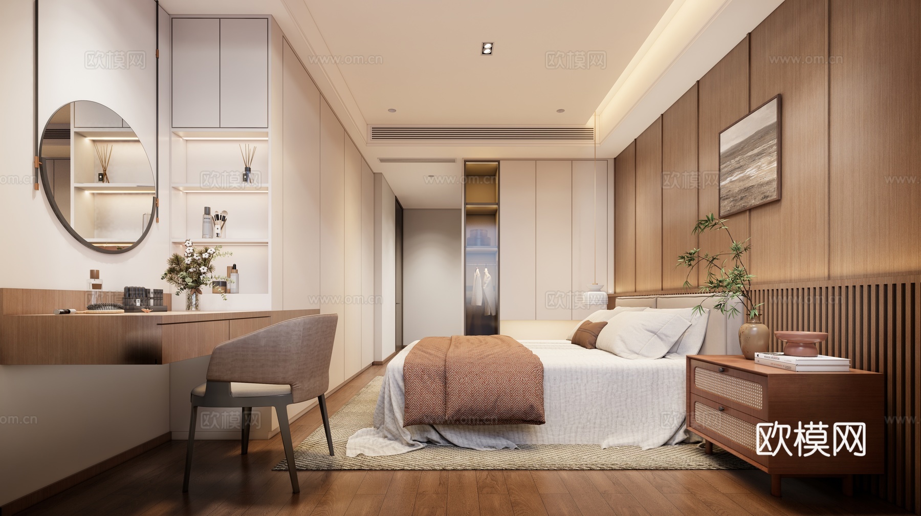 新中式中古家居卧室_新中式卧室_中古卧室_卧室_主卧_次卧su模型