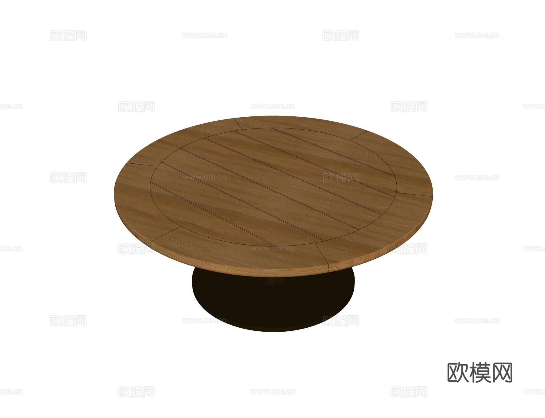 KUN DESIGN 现代户外茶几 柚木圆形茶几su模型