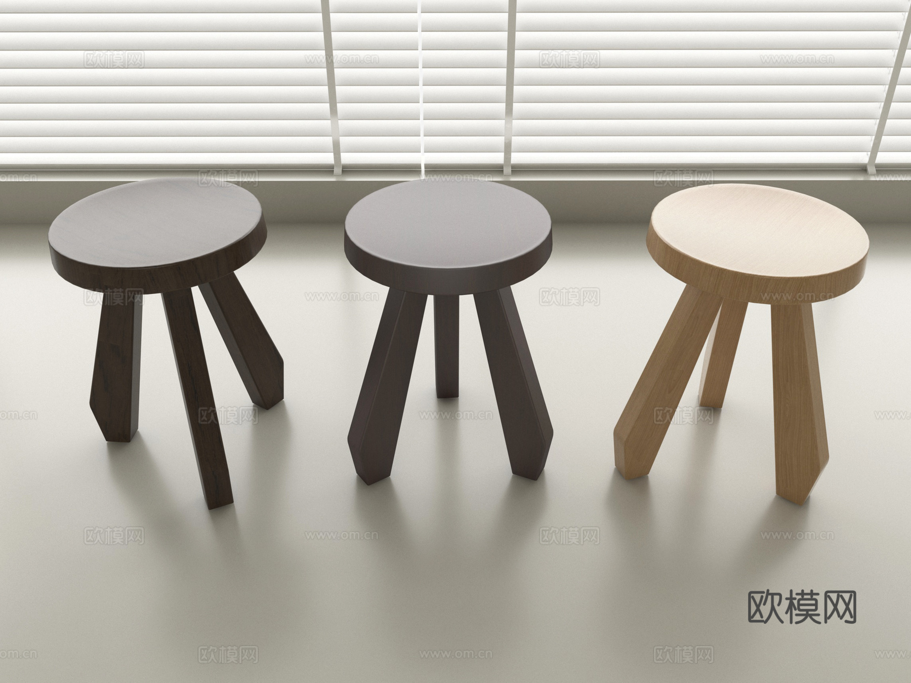 现代实木凳子 圆凳3d模型下载