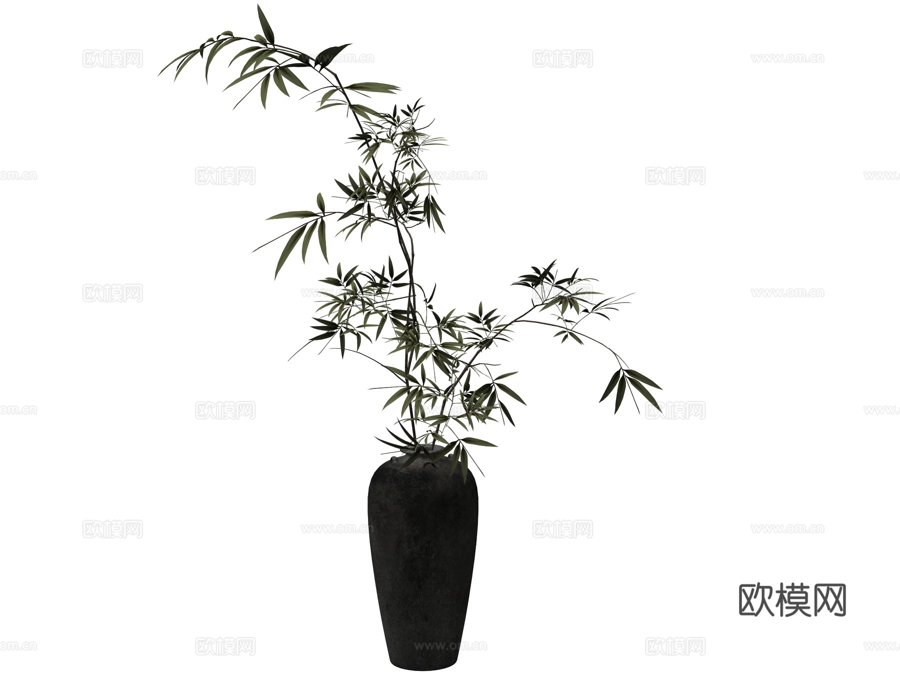 中式花瓶花艺植物装饰摆件su模型