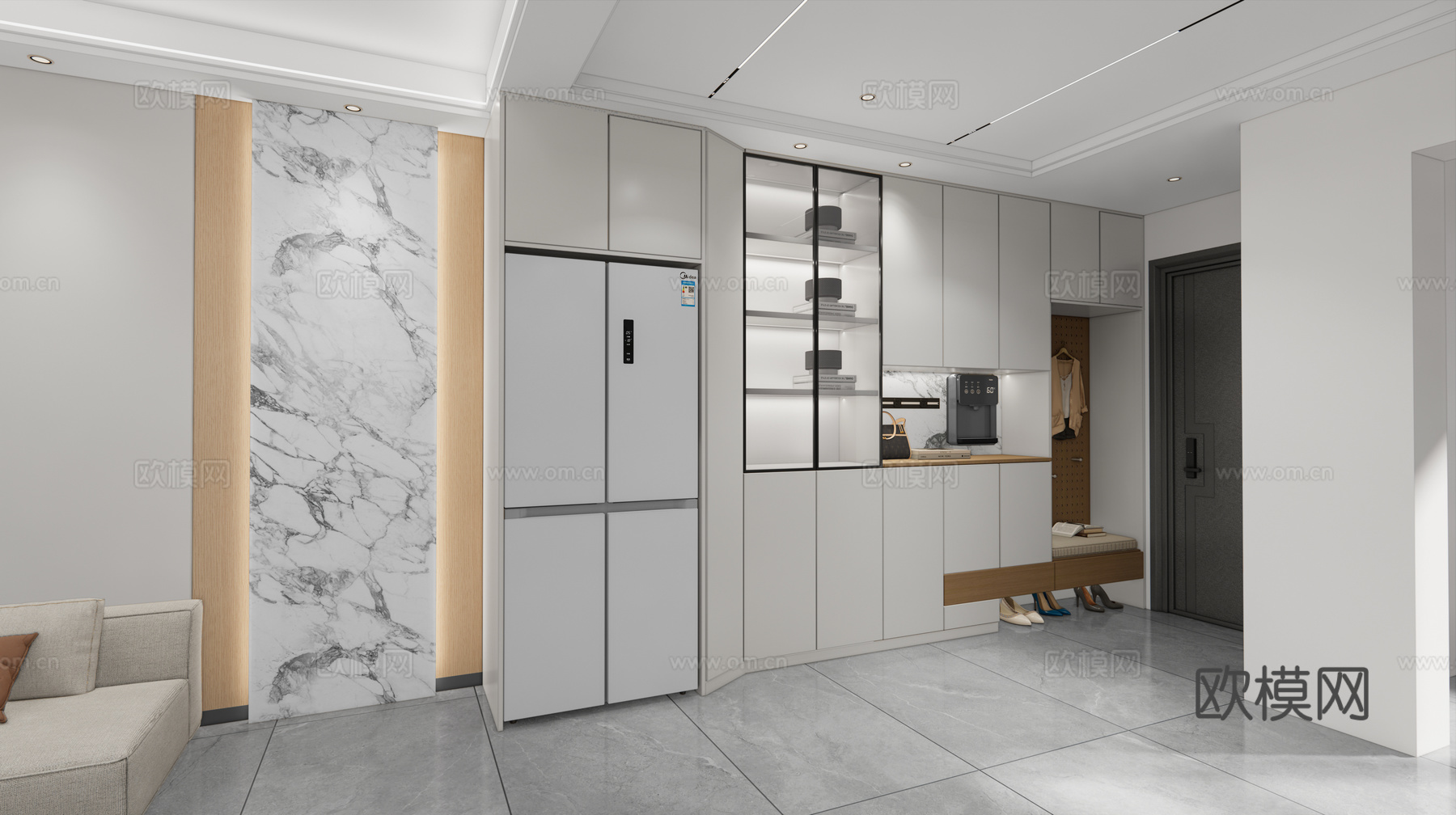 现代简约玄关_现代简约鞋柜_现代奶油鞋柜_鞋柜玄关_鞋柜su模型