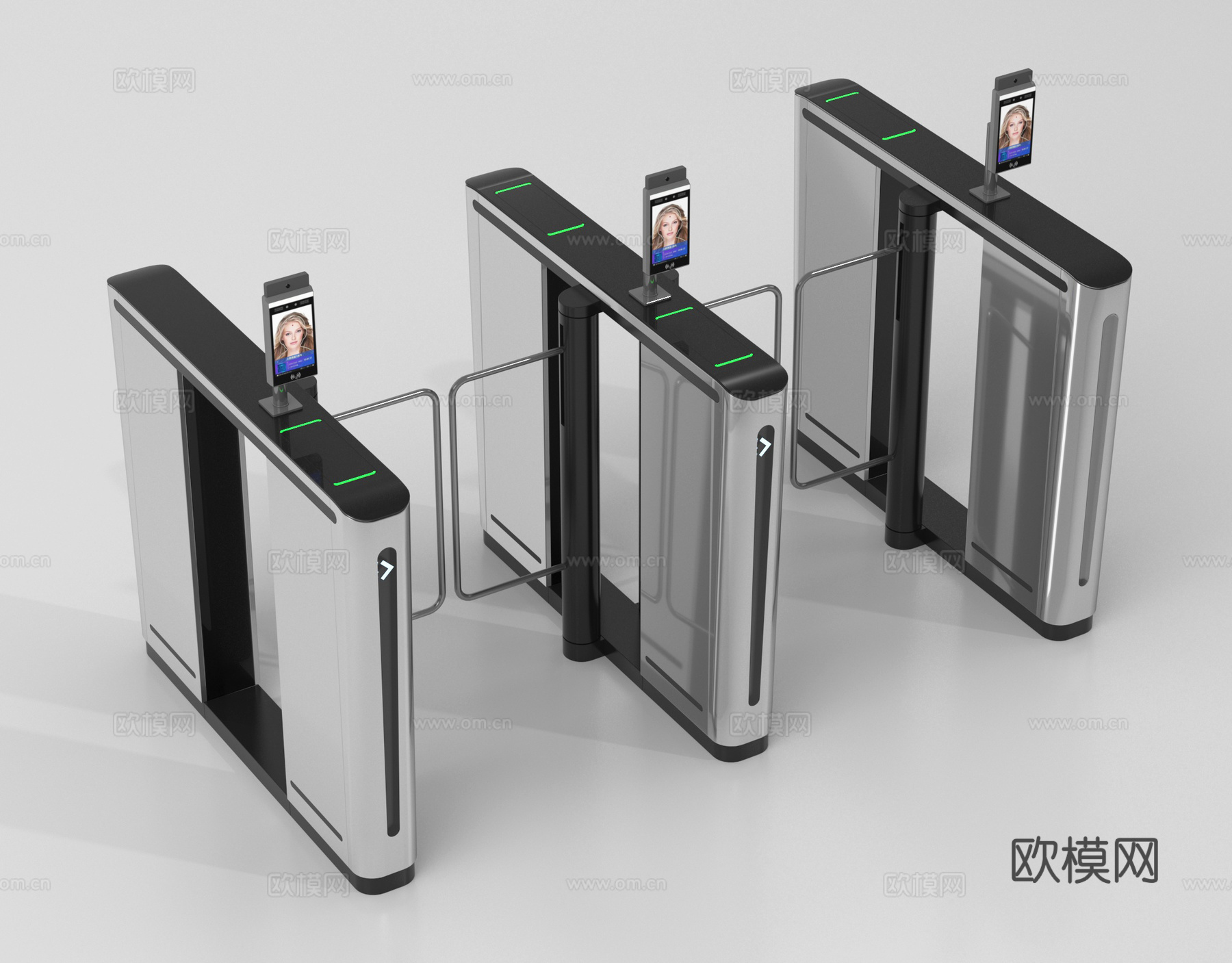 现代门禁 闸机 门禁机 闸门 感应门su模型