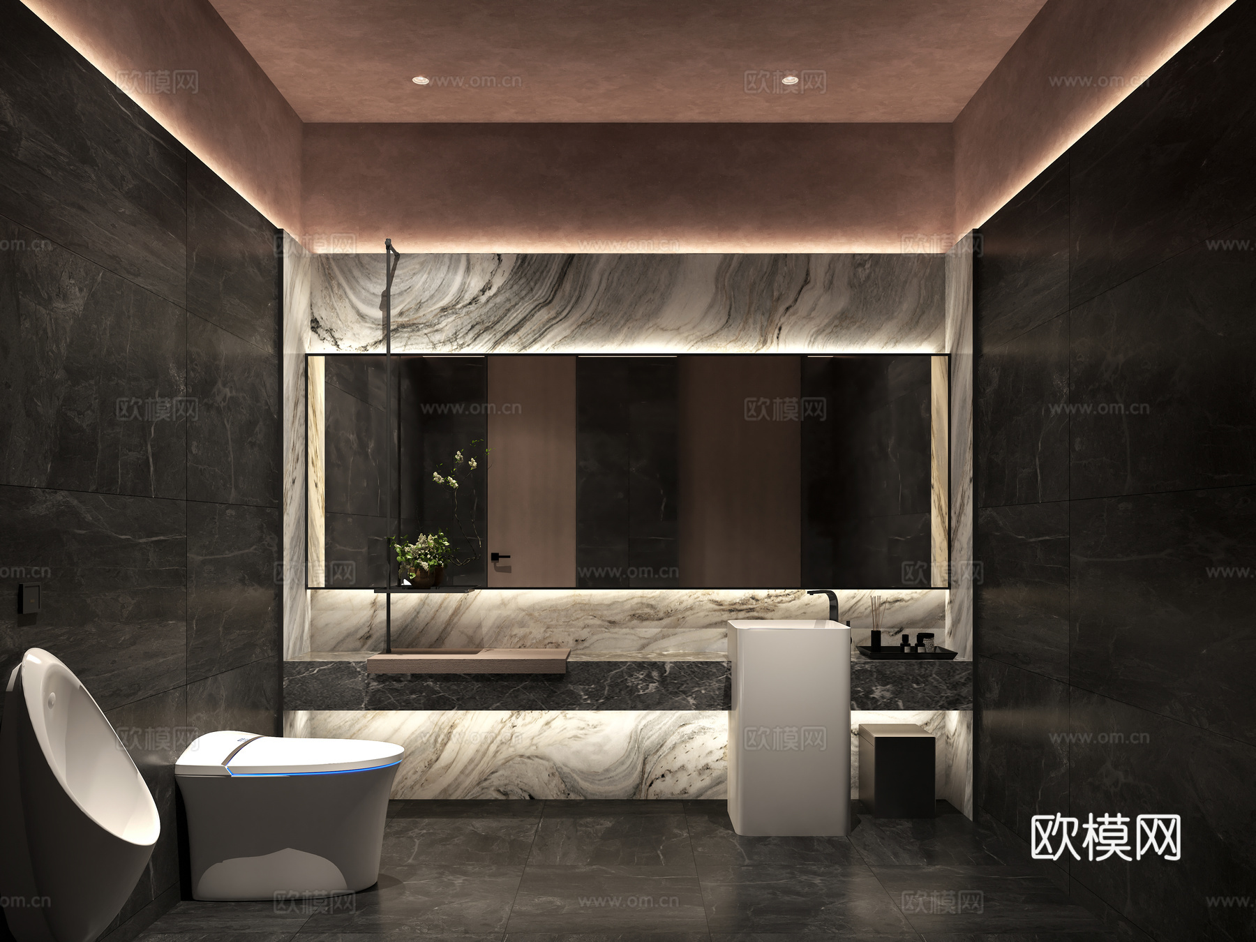 现代洗手间 公共卫生间 卫浴洁具 新中式卫生间 会所卫生间su模型
