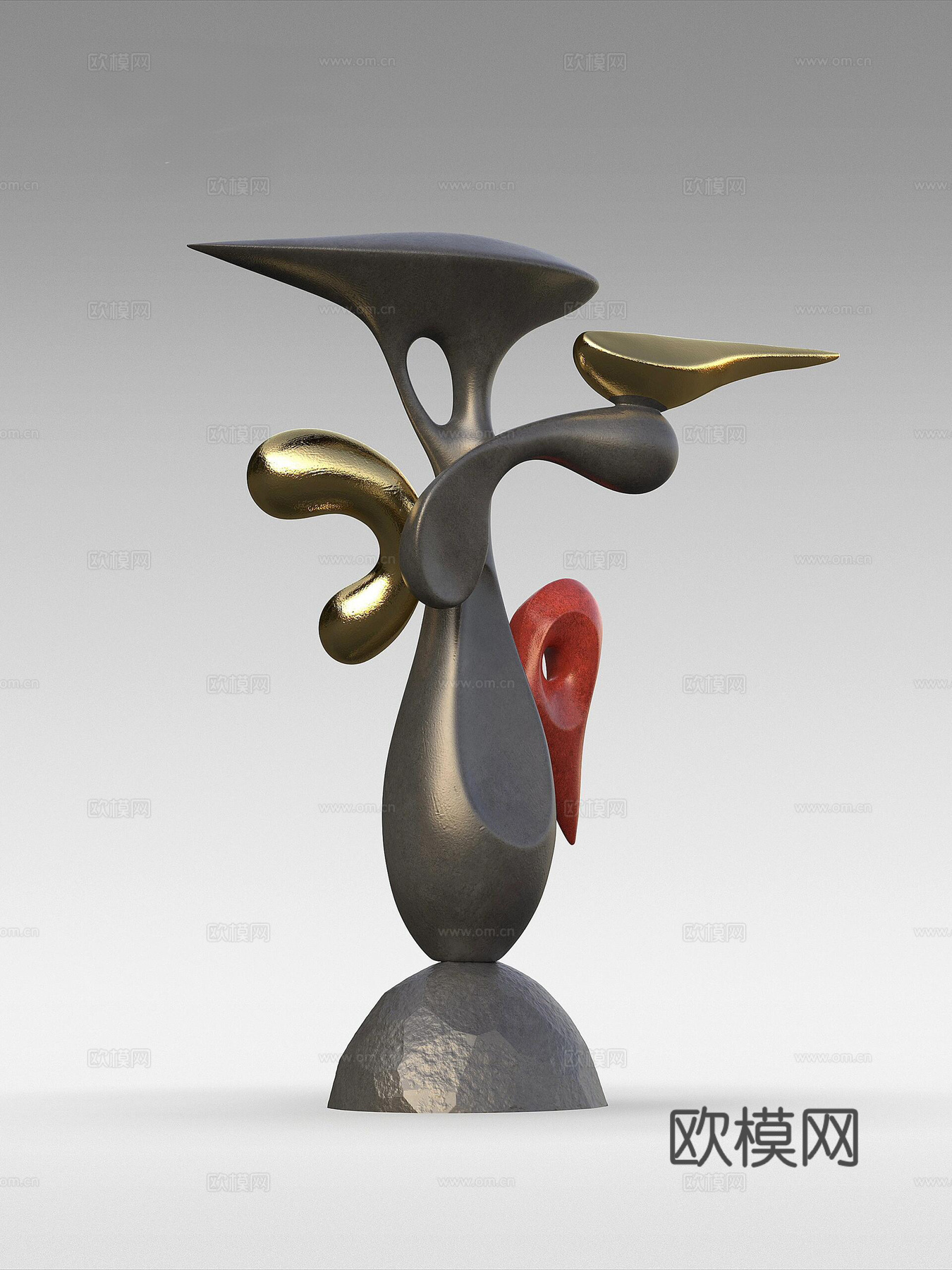 新中式雕塑 装饰灯su模型