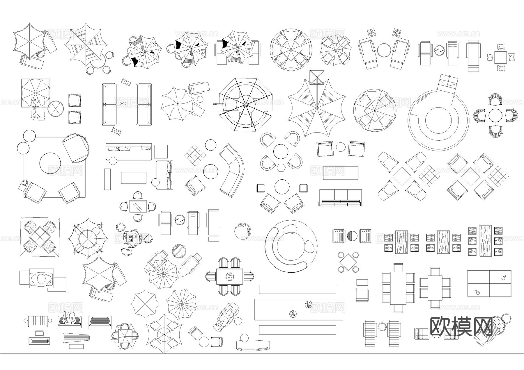 庭院桌椅景观小品图库cad施工图