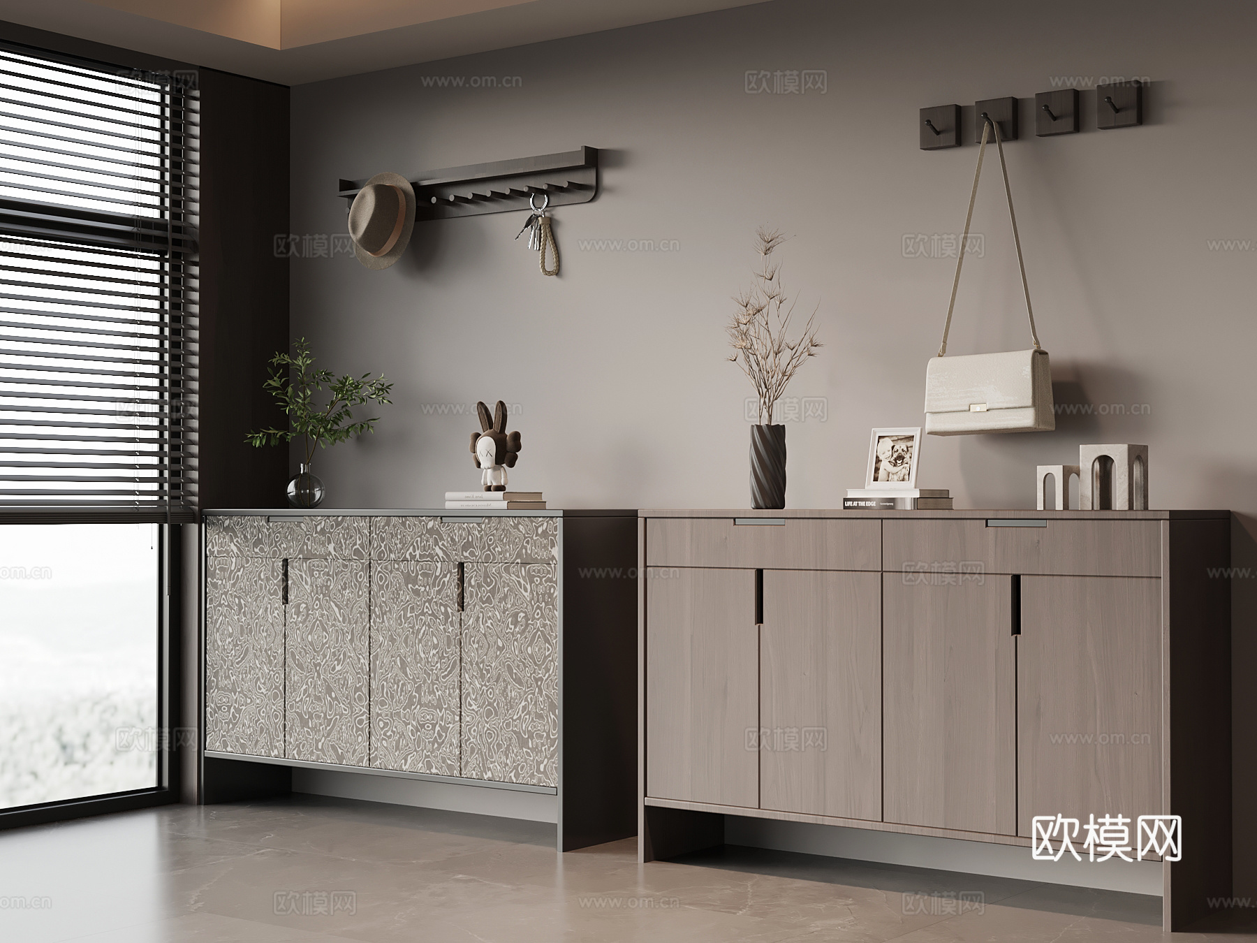 现代意式鞋柜 入户玄关柜su模型