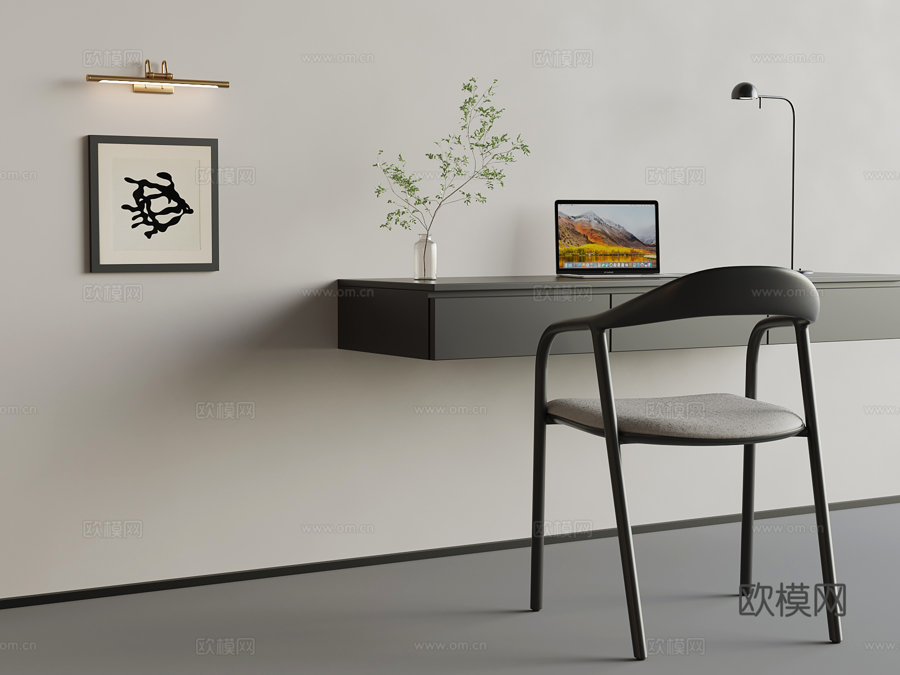 现代书桌椅su模型
